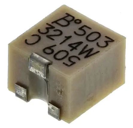 Produktfoto 1 von Bourns 3214 5-Gang Oberfläche Trimm-Potentiometer, Einstellung von oben, 50 kΩ, 10 %, 0.25 W, J-Haken, L. 4.8 mm, L. 0.6