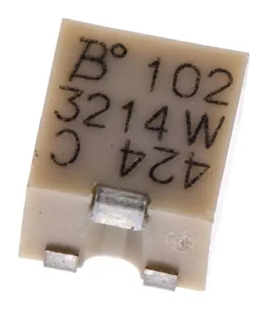 Produktfoto 1 von Bourns 3214 5-Gang Oberfläche Trimm-Potentiometer, Einstellung von oben, 1 kΩ, 10 %, 0.25 W, J-Haken, L. 4.8 mm, L. 0.6