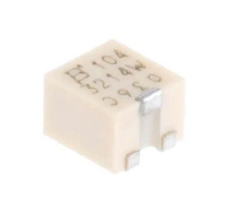 Produktfoto 1 von Bourns 3214 5-Gang Oberfläche Trimm-Potentiometer, Einstellung von oben, 100 kΩ, 10 %, 0.25 W, J-Haken, L. 4.8 mm, L.