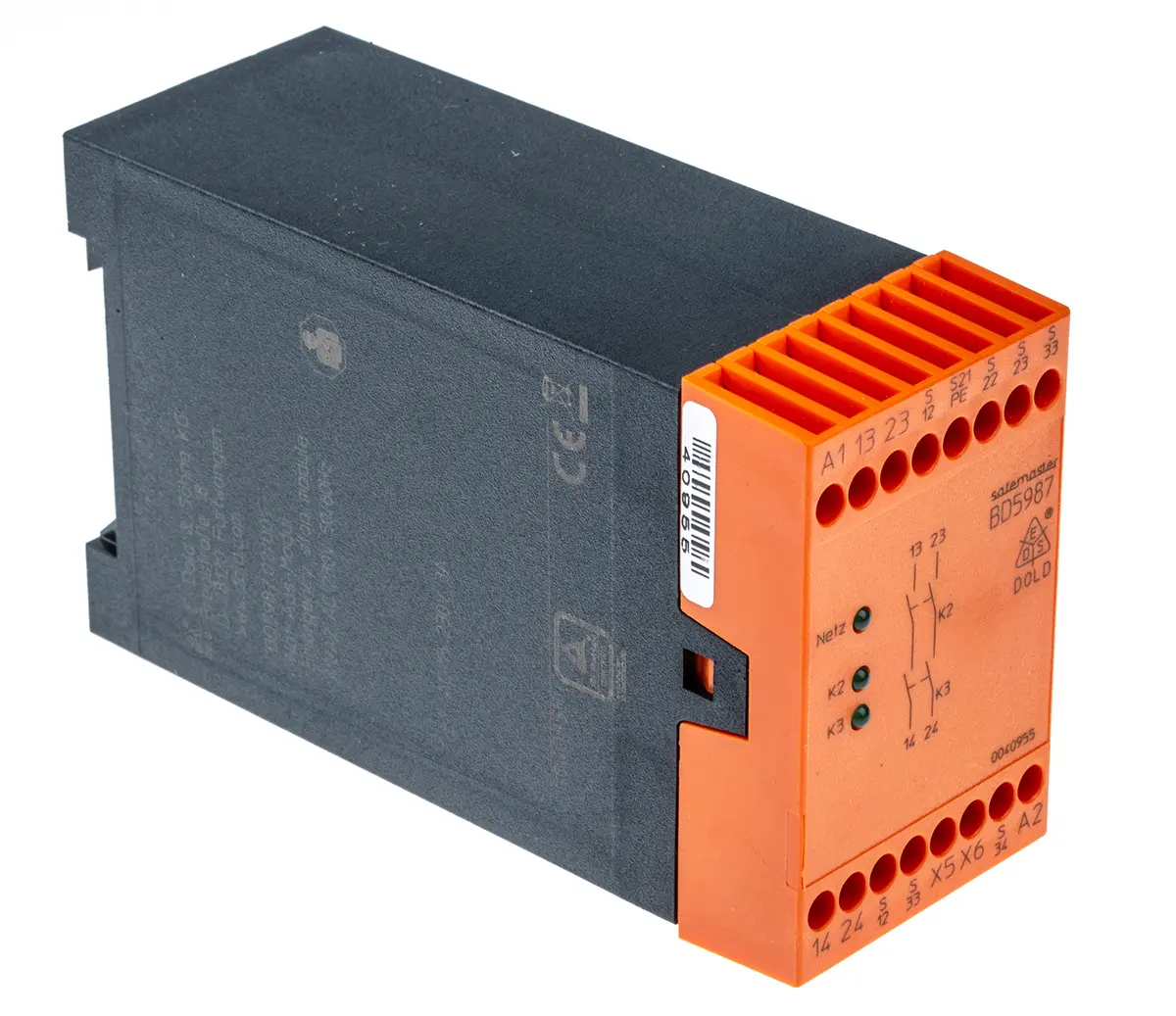 Produktfoto 1 von Dold BD 5987 Sicherheitsrelais, 230V ac, 2-Kanal, 2 Sicherheitskontakte Not-Aus, 4 ISO 13849-1 3 SIL IEC 61508