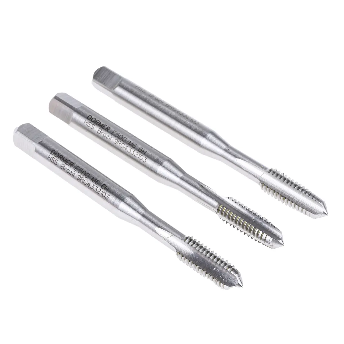 Produktfoto 1 von Dormer Gewindebohrer Satz HSS Hand, Metrisch Gerade Nut, 3-teilig M6