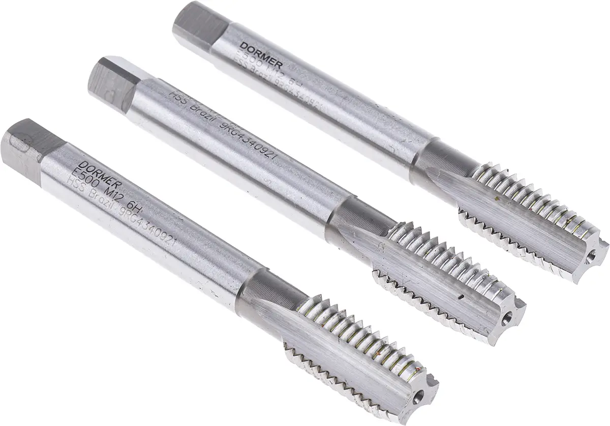 Produktfoto 1 von Dormer Gewindebohrer Satz HSS Maschinen Gerade Nut, 3-teilig M12