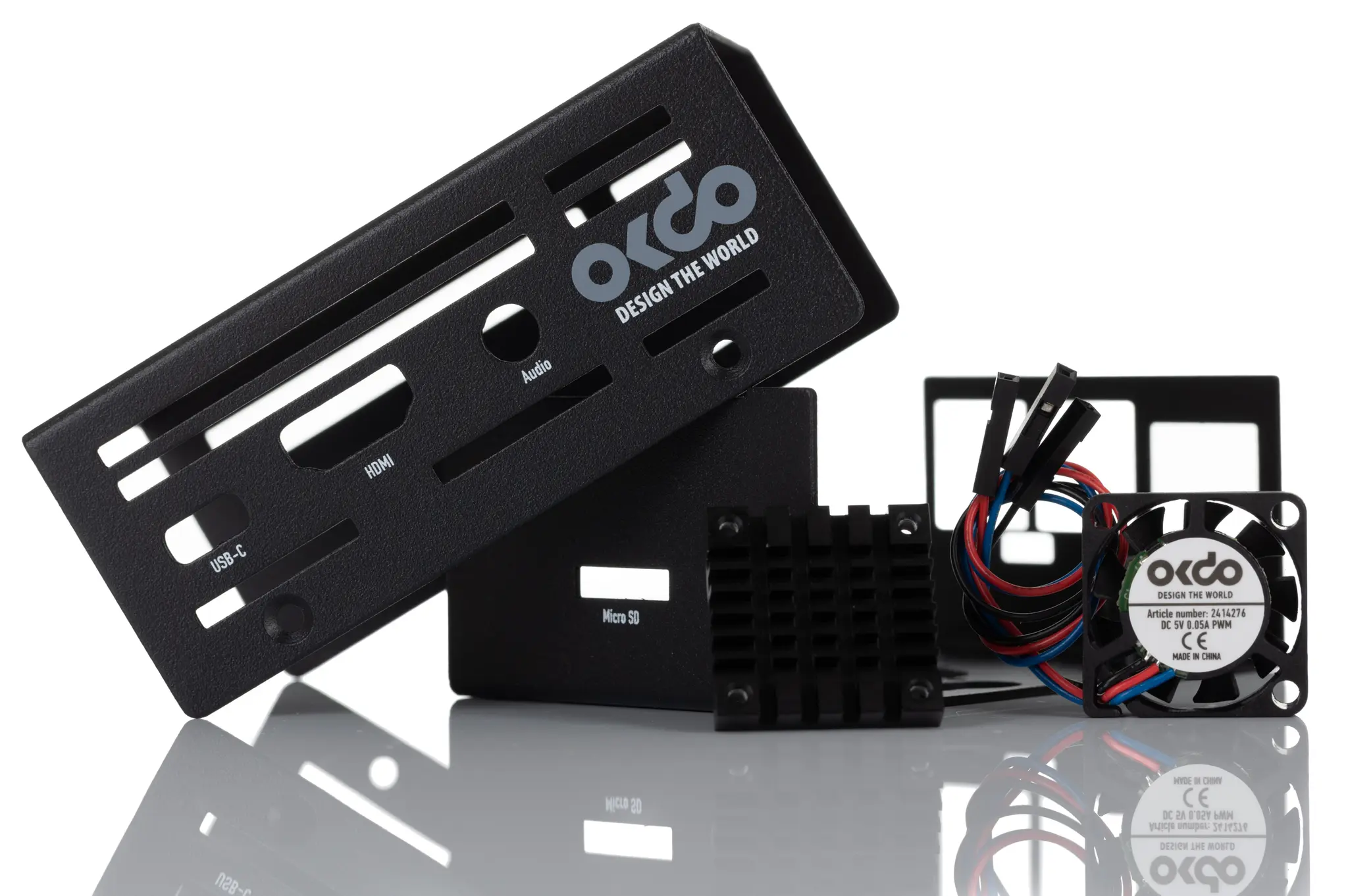 Produktfoto 1 von Okdo ROCK SBC – Gehäuse für Einplatinen-Computer ROCK 4 Modell SE Schwarz Metall