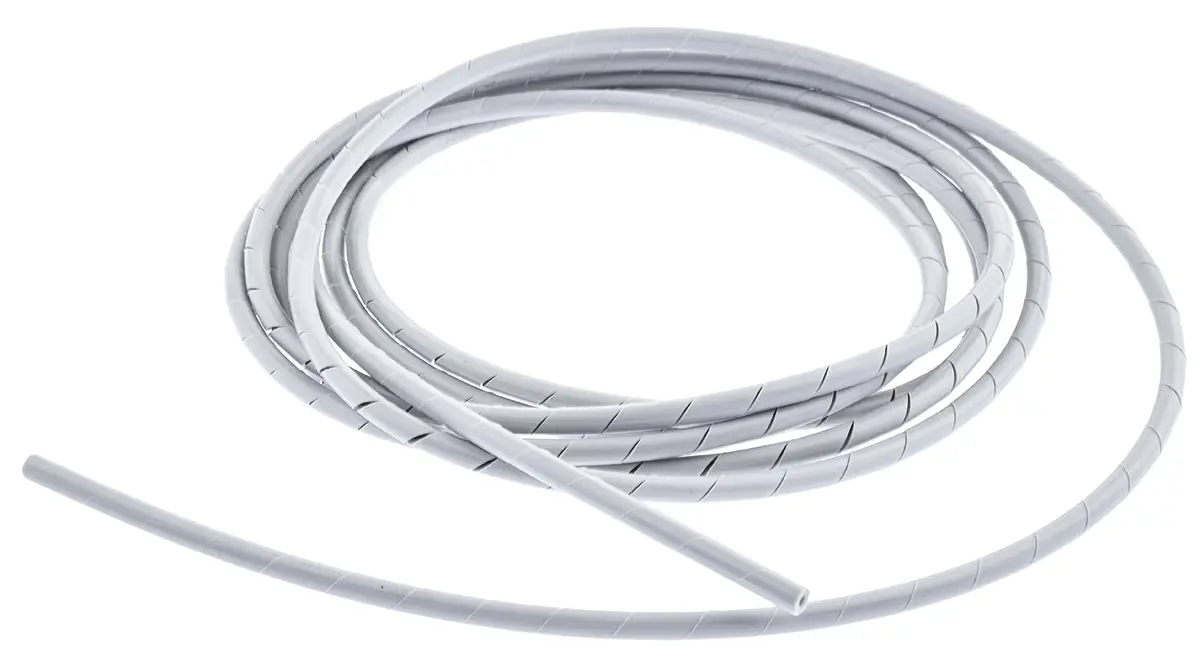 Produktfoto 1 von HellermannTyton 1NFP Spiral-Kabelumwicklung / 12 mm Polyethylen Grau, für Kabel-Ø 1.6 mm bis 12 mm, Länge 2 m