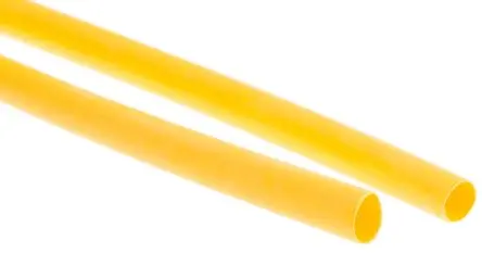 Produktfoto 1 von RS PRO Wärmeschrumpfschlauch, Polyolefin Gelb, Ø 6.4 mm Schrumpfrate 3:1, Länge 1.2m