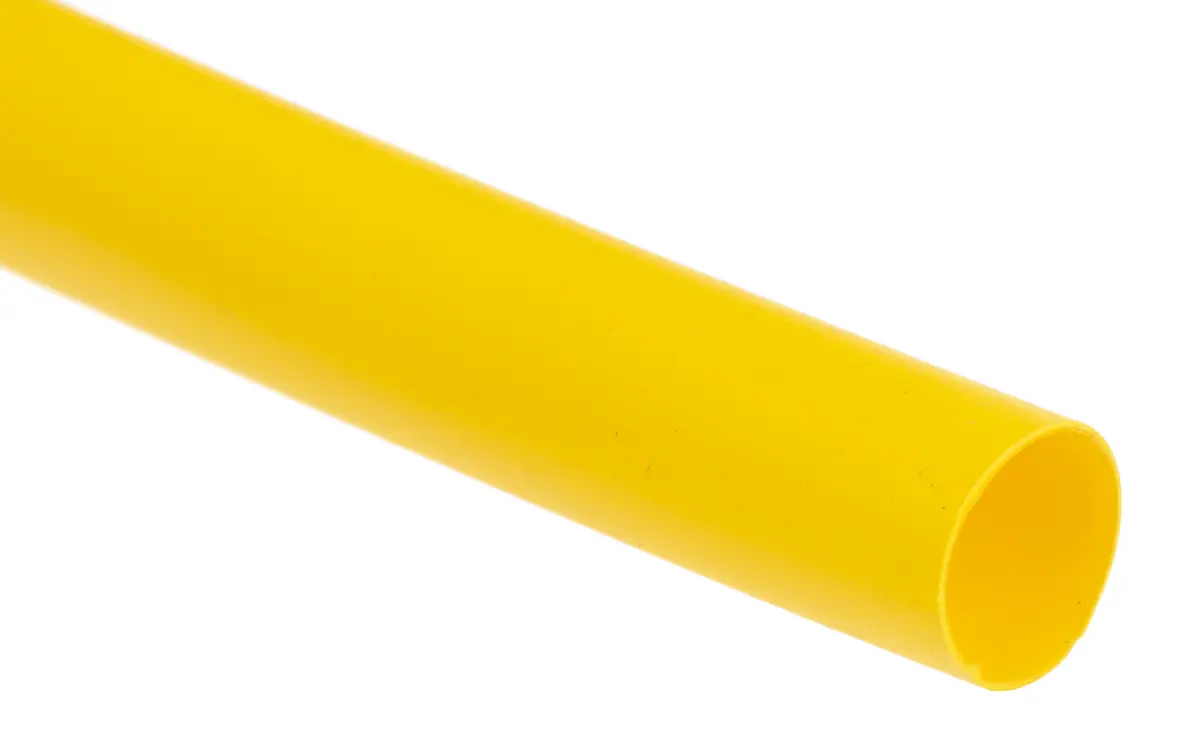 Produktfoto 1 von RS PRO Wärmeschrumpfschlauch, Polyolefin Gelb, Ø 9.5 mm Schrumpfrate 3:1, Länge 1.2m