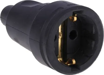 Produktfoto 1 von Kopp Netzsteckverbinder Kabel 16A, 2, Typ F Gummi, 250V Schwarz Schraubbefestigung, für Europa