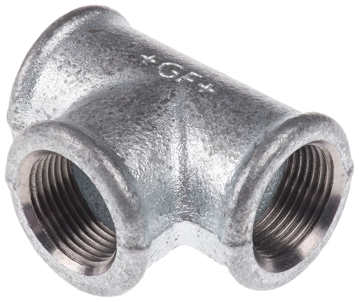 Produktfoto 1 von Georg Fischer Temperguss T-Abzweig Temperguss Fitting Galvanisiert Buchse G 19.05 mm Buchse BSPP 19.05 mm Buchse BSPP