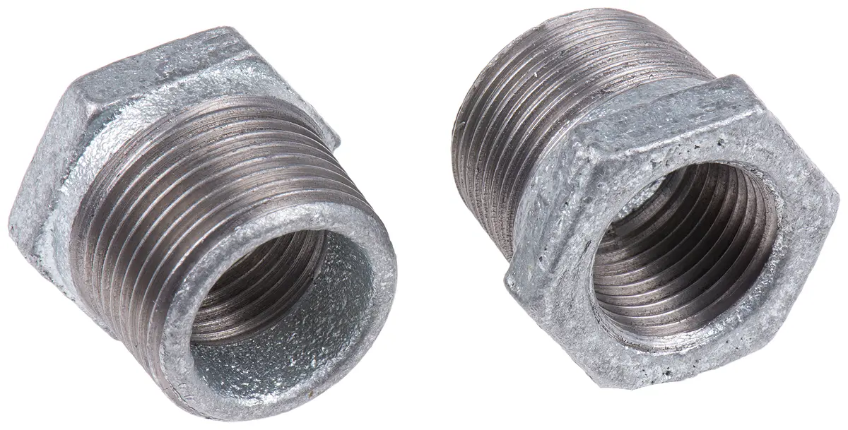 Produktfoto 1 von Georg Fischer Temperguss Reduziermuffe Temperguss Fitting Gerade Galvanisiert Stecker BSPT 19.05 mm Buchse BSPP 12.7 mm