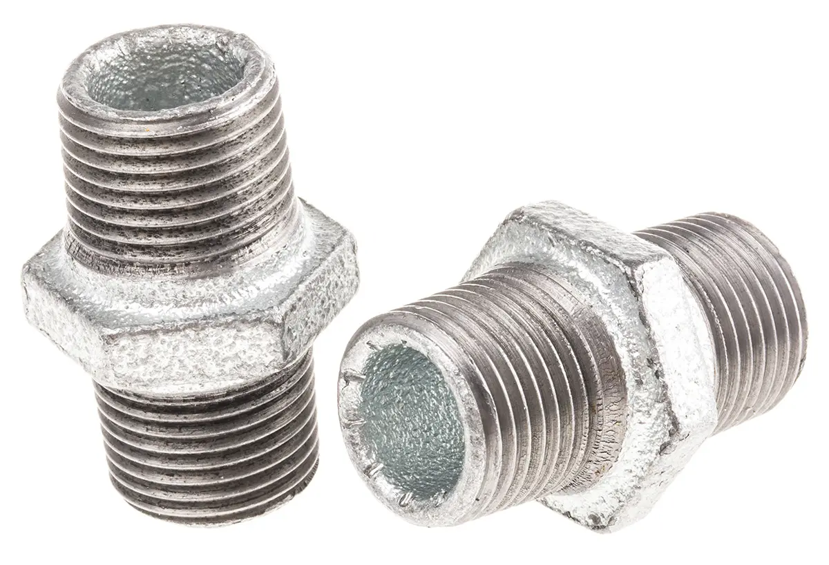 Produktfoto 1 von Georg Fischer Temperguss Nippel Temperguss Fitting Galvanisiert Stecker BSPT 12.7 mm Stecker Britische Norm für