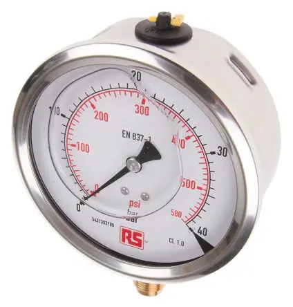 Produktfoto 1 von WIKA 213.53 Manometer 100 mm 0 bar → 40 bar Edelstahl Gehäuse G 3/8