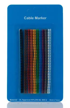 Produktfoto 1 von RS PRO Clip on Cable Markers Kabelmarkierung Klemmbefestigung, Beschriftung: 0-9-A-Z, Gelb, Ø 1.2 mm - 2 mm