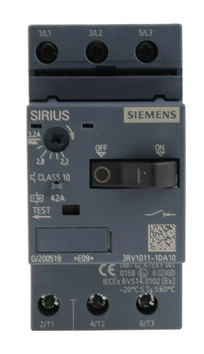 Produktfoto 1 von Siemens SIRIUS 3RV 3RV1 Motorschutzschalter, 2,2 → 3,2 A 90mm x 45mm