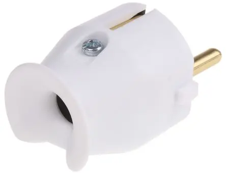 Produktfoto 1 von Kopp Netzstecker Kabel 16A, 2+E, Typ F – Deutscher Schuko Polymer, 250V Weiß Schraubbefestigung, für Frankreich,