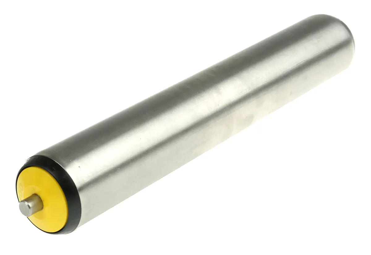Produktfoto 1 von Interroll Edelstahl, Rund Transportrolle Ø 50 mm x 300 mm, Federbelastet Spindel 10 mm, Edelstahl 330 mm