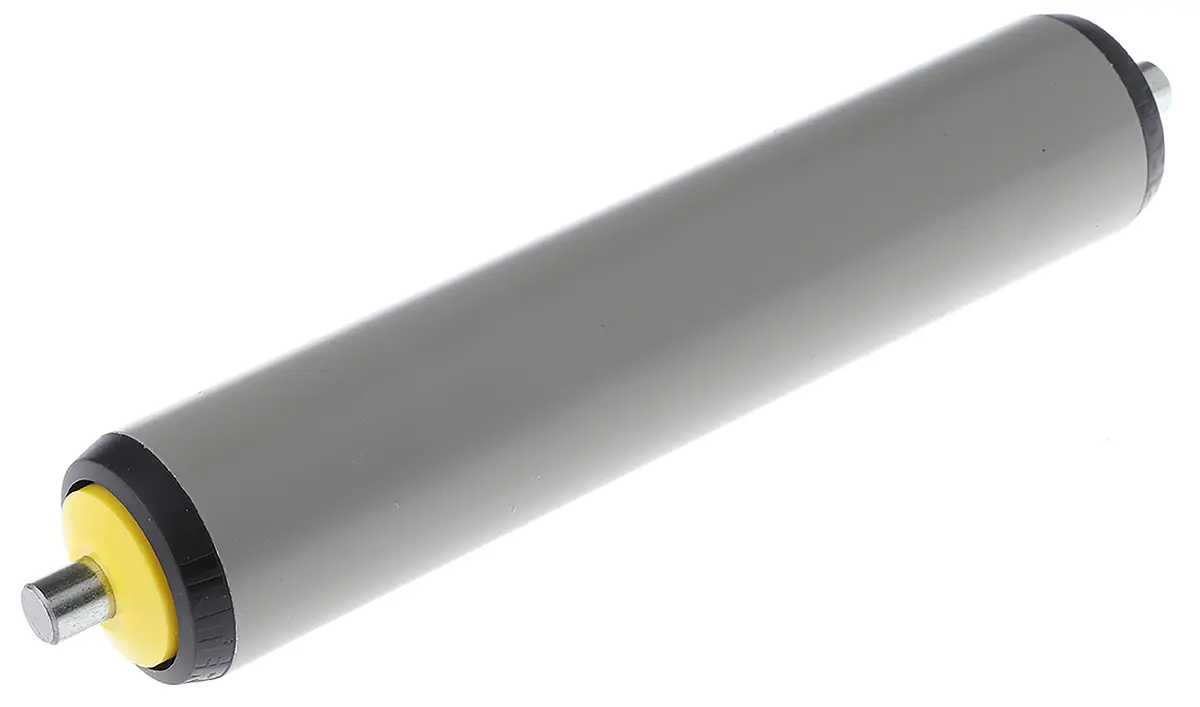Produktfoto 1 von Interroll Kunststoff, Rund Transportrolle Ø 40 mm x 200 mm, Federbelastet Spindel 10 mm, Stahl zinkplattiert 225 mm