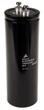 Produktfoto 1 von TDK B41456 Schraubanschlussklemme Kondensator 0.15 F ±20 % / 63V dc, Ø 76.9 mm x 220.7 mm x 76.9 mm, 85 °C