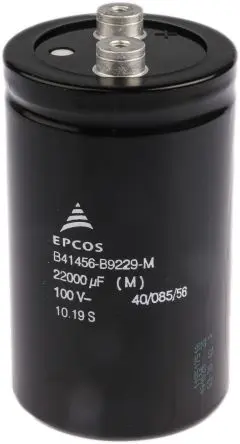 Produktfoto 1 von TDK B41456 Schraubanschlussklemme Kondensator 22000 μF ±20 % / 100V dc, Ø 64.3 mm x 105.7 mm, 85 °C