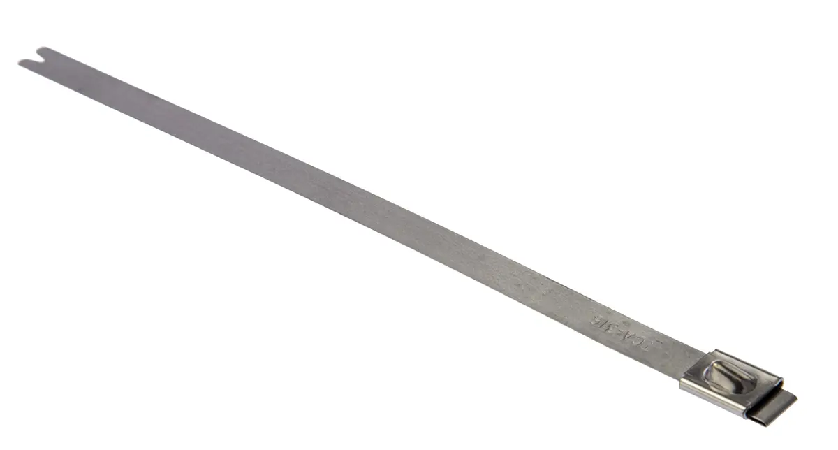 Produktfoto 1 von HellermannTyton MBT8H Edelstahl 316 Kabelbinder Kugelverschluss Metallisch 7.9 mm x 201 mm
