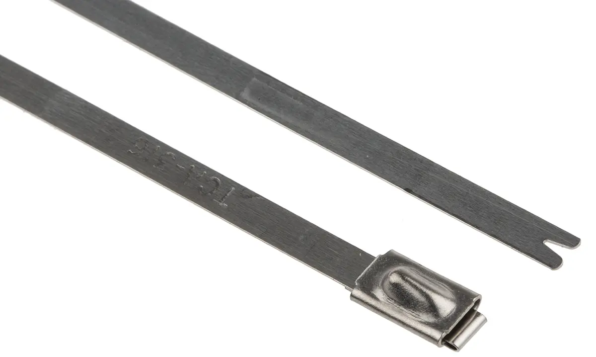 Produktfoto 1 von HellermannTyton MBT8S Edelstahl 316 Kabelbinder Kugelverschluss Metallisch 4.6 mm x 201 mm