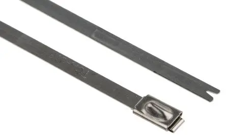 Produktfoto 1 von HellermannTyton MBT8S Edelstahl 316 Kabelbinder Kugelverschluss Metallisch 4.6mm x 201 mm