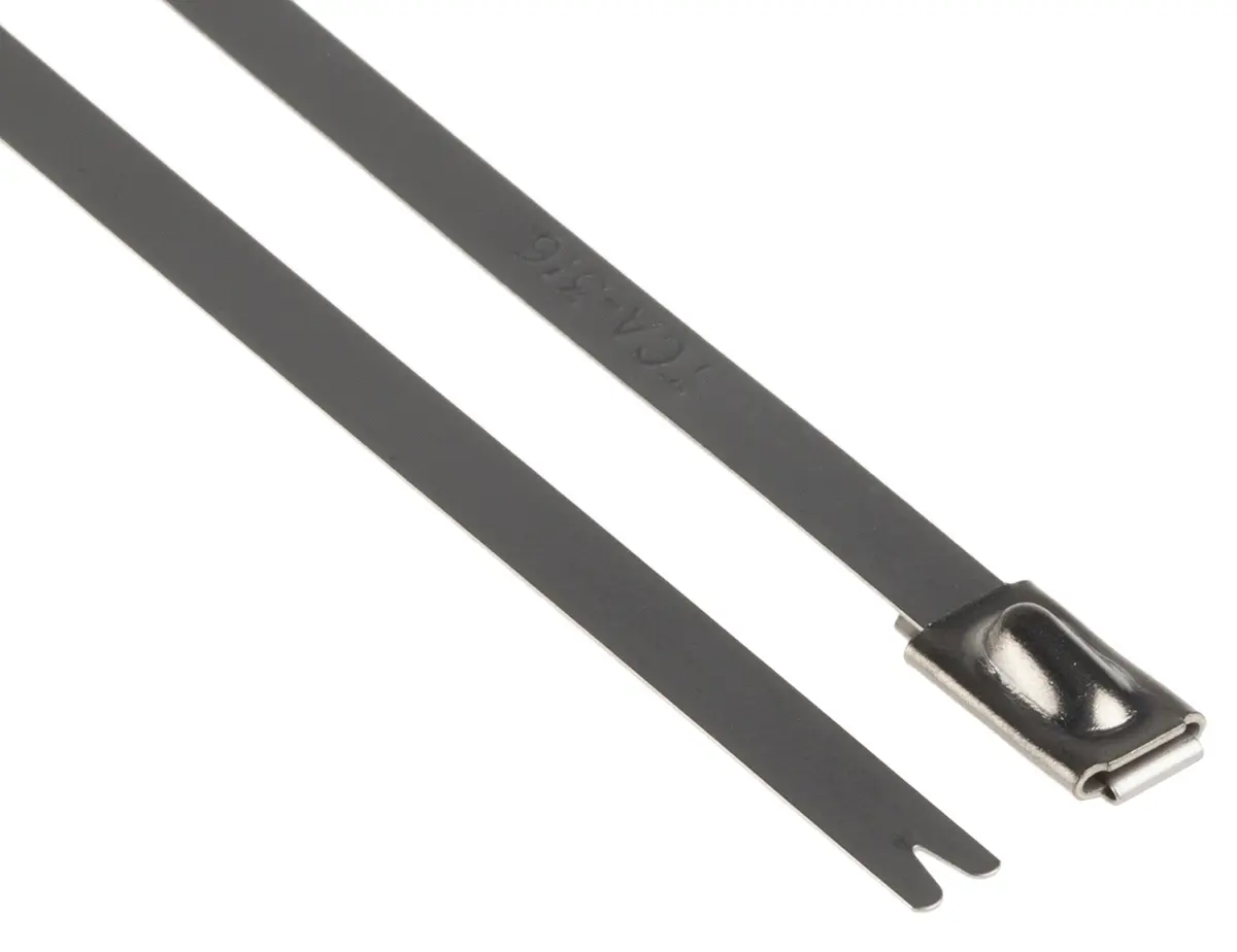 Produktfoto 1 von HellermannTyton MBT14S Edelstahl 316 Kabelbinder Kugelverschluss Metallisch 4.6 mm x 362 mm