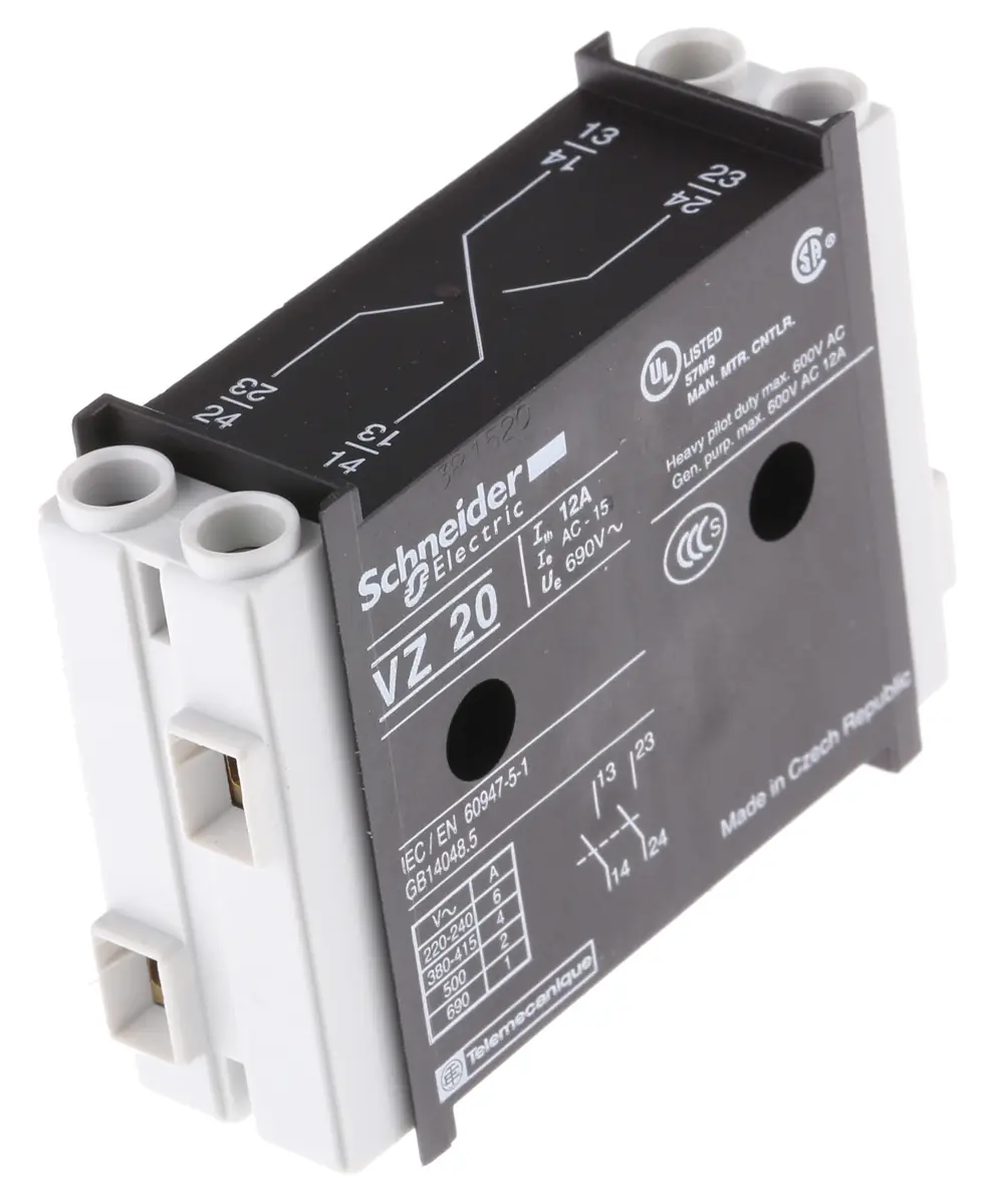 Produktfoto 1 von Schneider Electric VZ20 Hilfskontakt 2-polig TeSys, 2 Schließer mit Schraube Anschluss 12 A