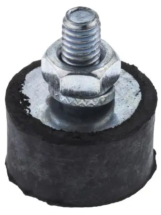 Produktfoto 1 von FIBET Fibet Stahl zinkplattiert, Naturgummi Zylindrisch Gummipuffer, Außengewinde-Puffer M4 x 10 mm 18.9 daN, Ø 15 mm x