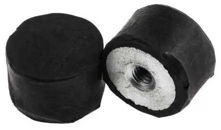 Produktfoto 1 von FIBET Fibet Naturgummi Zylindrisch Gummipuffer, Innengewinde-Puffer M4 16.2 kg, Ø 16 mm x 10 mm, 45 IRHD / bis 8.1 daN