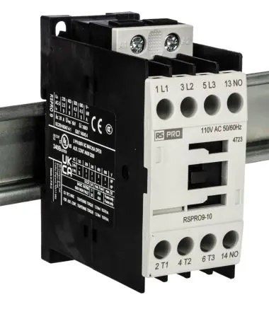 Produktfoto 1 von RS PRO RSPRO9-10 Schütz 110V ac-Spule, 3-polig, 690V / 9 A 4 kW 1 Schließer Wechselnd 1-Hilfskontakte