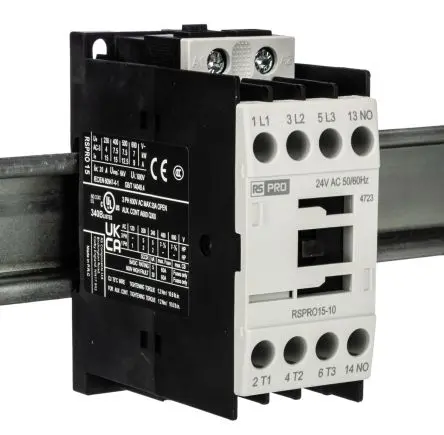 Produktfoto 1 von RS PRO Schütz 24V ac-Spule, 3-polig, 690V / 15 A 24V ac 7.5 kW 1 Schließer Elektromechanisch 1-Hilfskontakte