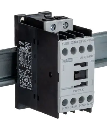 Produktfoto 1 von RS PRO Schütz 24V ac-Spule, 1-polig, 500V / 4 A 24V ac 37 W 4 Schließer Elektromechanisch 4-Hilfskontakte