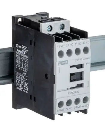 Produktfoto 1 von RS PRO Schütz 230V ac-Spule, 1-polig, 500V / 4 A 24V 4 Schließer Elektromechanisch 4-Hilfskontakte