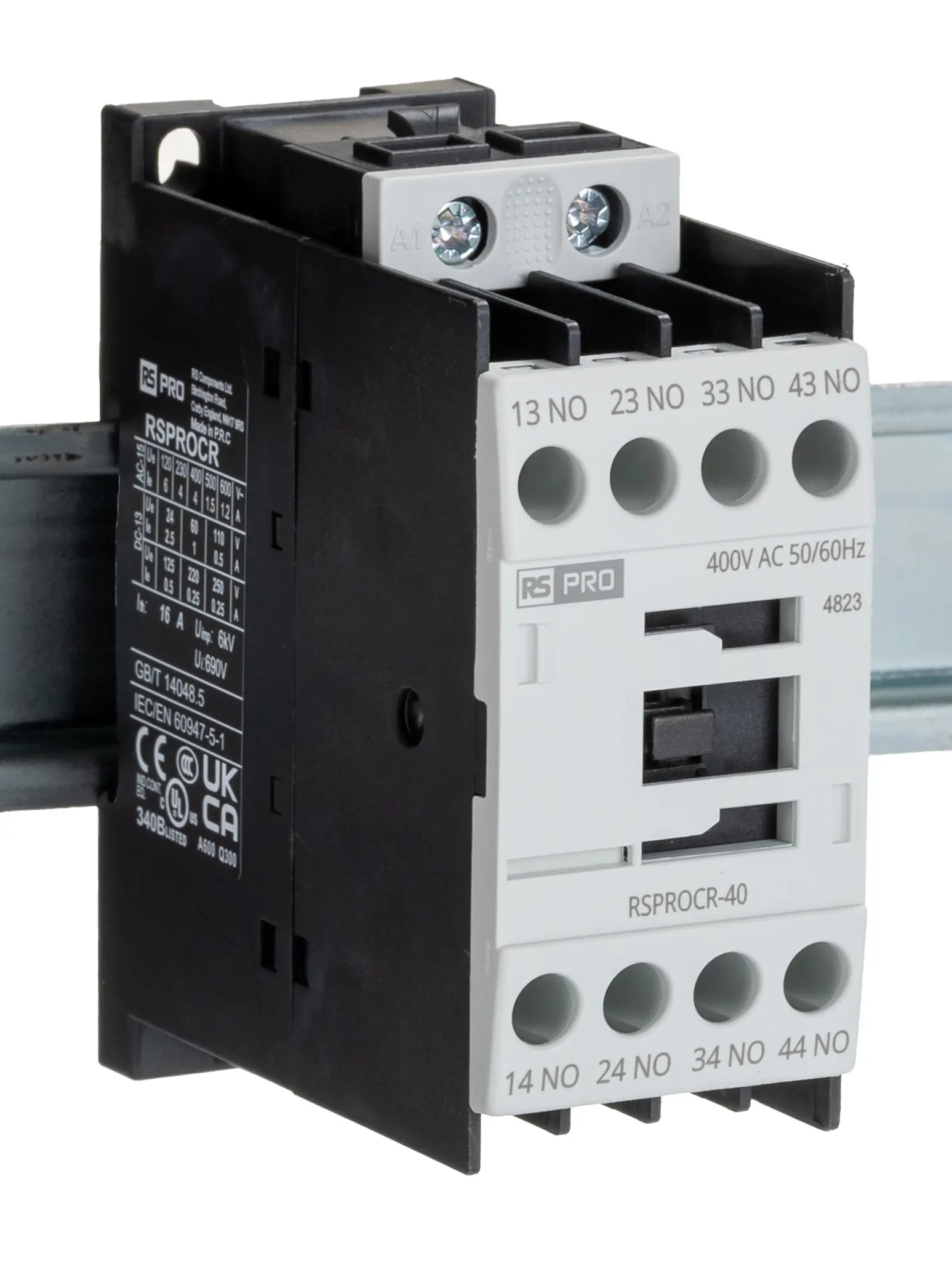Produktfoto 1 von RS PRO Schütz 400 V ac-Spule, 1-polig, 500V / 4 A 24 V 4 Schließer Elektromechanisch 4-Hilfskontakte