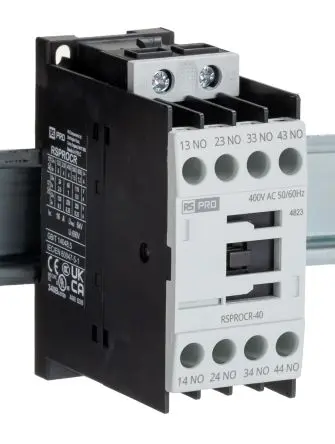 Produktfoto 1 von RS PRO Schütz 400V ac-Spule, 1-polig, 500V / 4 A 24V 4 Schließer Elektromechanisch 4-Hilfskontakte