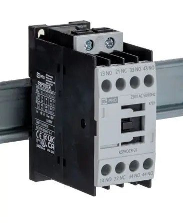 Produktfoto 1 von RS PRO Schütz 230V ac-Spule, 1-polig, 500V / 4 A 110V 3 Schließer, 1 Öffner Elektromechanisch 4-Hilfskontakte
