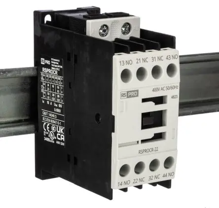 Produktfoto 1 von RS PRO Schütz 400V ac-Spule, 1-polig, 500V / 4 A 400V ac 2 Schließer/2 Öffner Elektromechanisch 4-Hilfskontakte