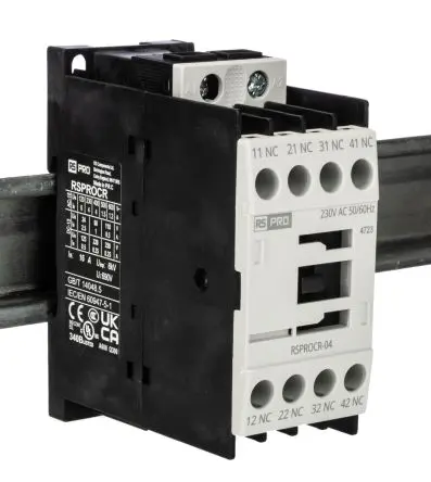 Produktfoto 1 von RS PRO Schütz 230V ac-Spule, 1-polig, 500V / 4 A 230V ac 4 Schließer Elektromechanisch 4-Hilfskontakte