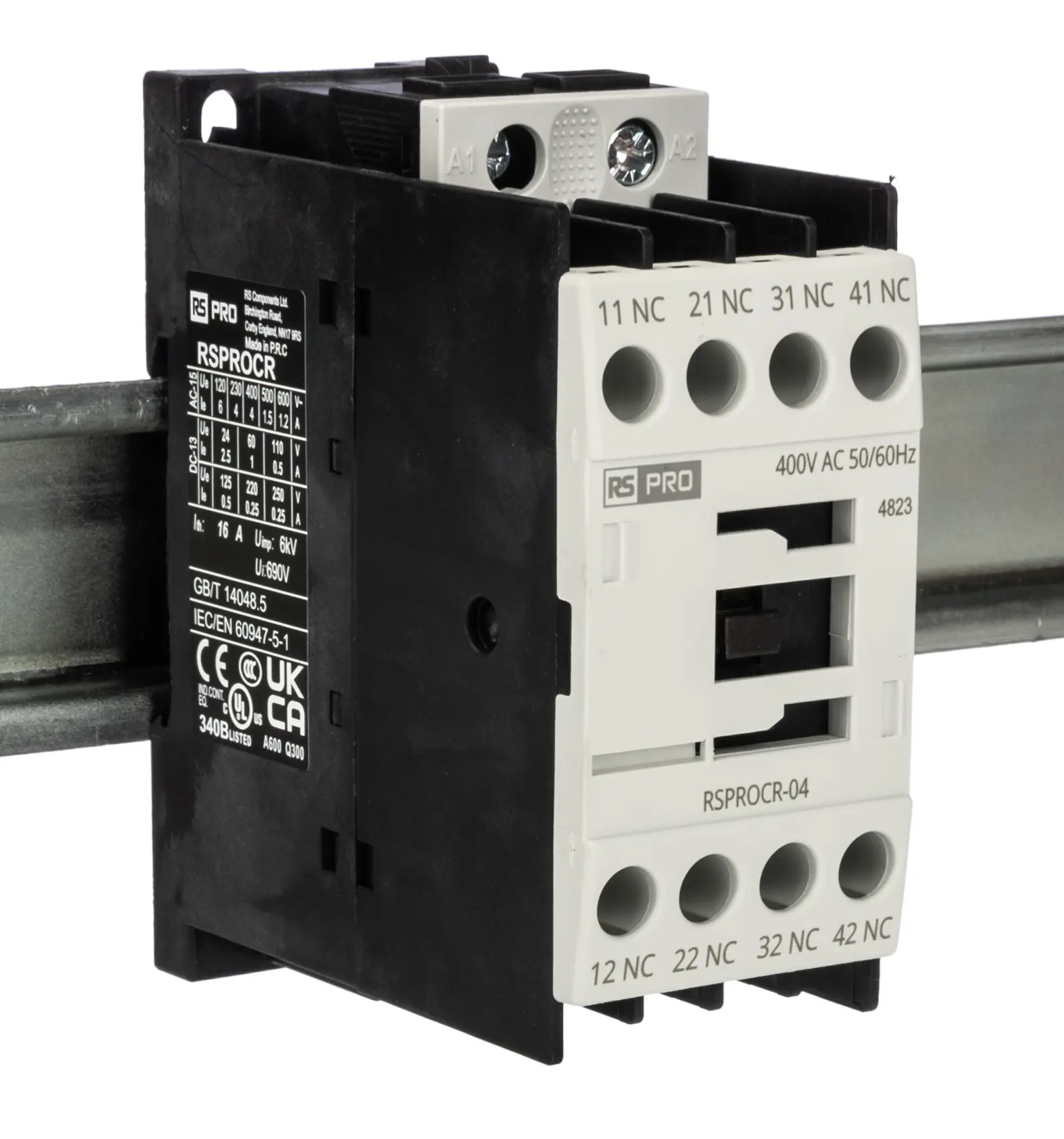 Produktfoto 1 von RS PRO Schütz 400 V ac-Spule, 1-polig, 500V / 4 A 400 V ac 4 Schließer Elektromechanisch 4-Hilfskontakte