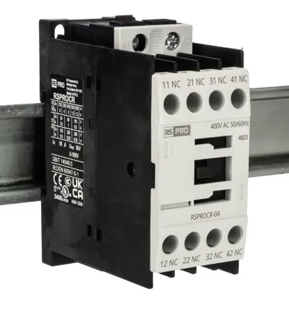 Produktfoto 1 von RS PRO Schütz 400V ac-Spule, 1-polig, 500V / 4 A 400V ac 4 Schließer Elektromechanisch 4-Hilfskontakte