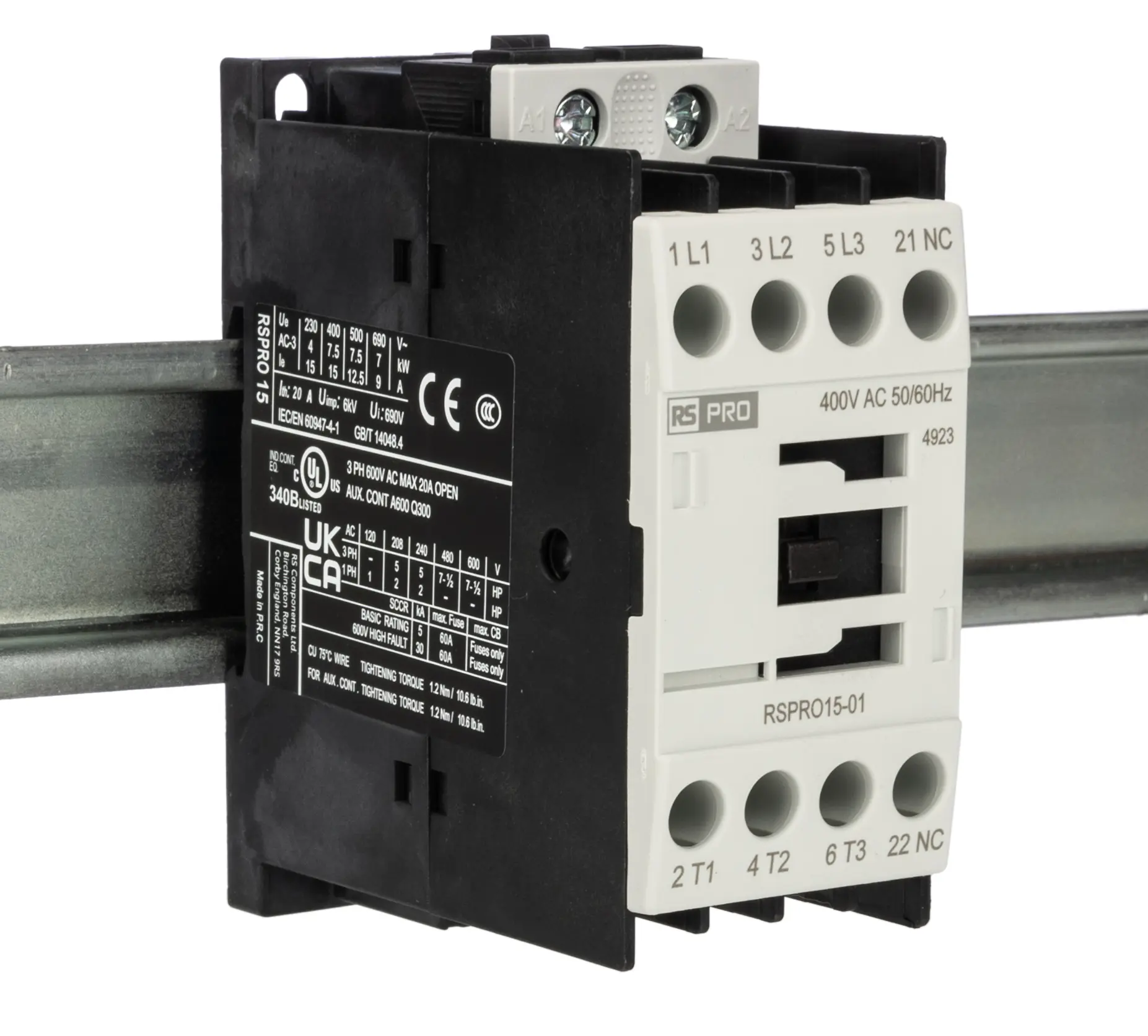 Produktfoto 1 von RS PRO Schütz 400 V ac-Spule, 3-polig, 690V / 15 A 24 V 7.5 kW 1 Öffner Elektromechanisch 1-Hilfskontakte