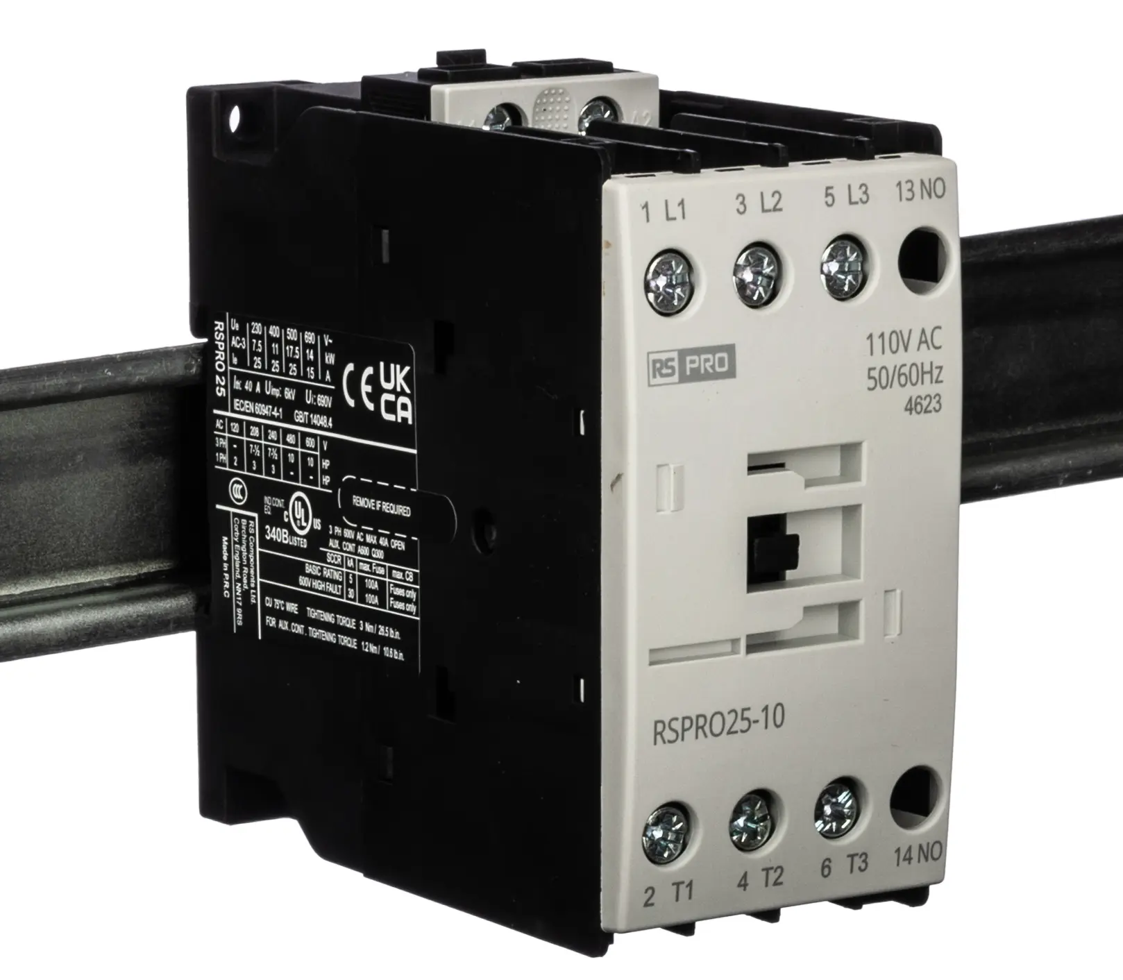 Produktfoto 1 von RS PRO Schütz 110 V ac-Spule, 3-polig, 690V / 25 A 24 V 11 kW 1 Schließer Elektromechanisch 1-Hilfskontakte