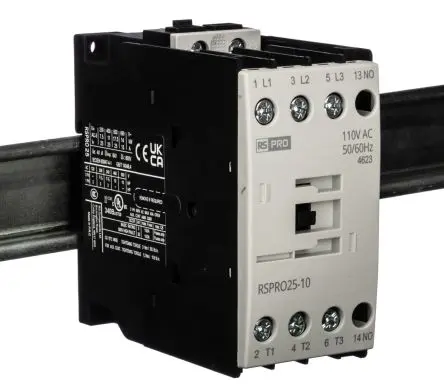 Produktfoto 1 von RS PRO Schütz 110V ac-Spule, 3-polig, 690V / 25 A 24V 11 kW 1 Schließer Elektromechanisch 1-Hilfskontakte