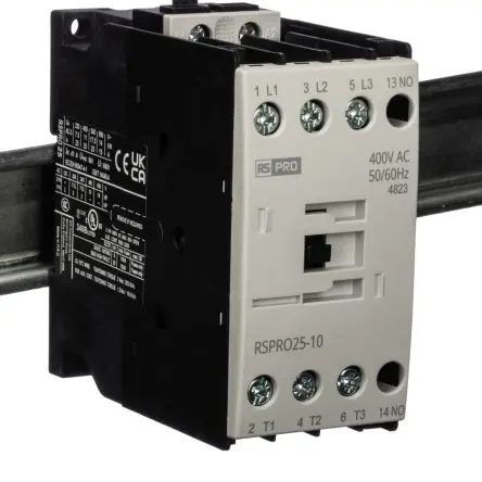 Produktfoto 1 von RS PRO Schütz 400V ac-Spule, 3-polig, 690V / 25 A 24V 11 kW 1 Schließer Elektromechanisch 1-Hilfskontakte