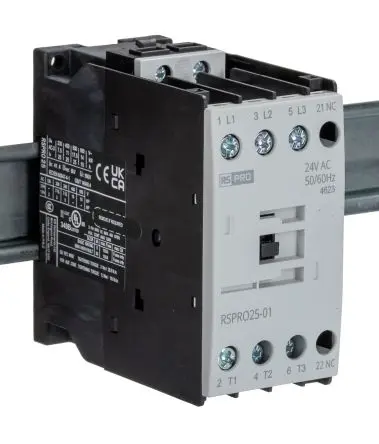 Produktfoto 1 von RS PRO Schütz 24V ac-Spule, 3-polig, 690V / 25 A 24V ac 11 kW 1 Öffner Elektromechanisch 1-Hilfskontakte