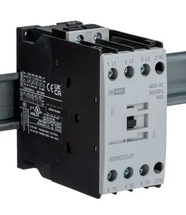 Produktfoto 1 von RS PRO Schütz 400V ac-Spule, 3-polig, 690V / 25 A 24V 11 kW 1 Öffner Elektromechanisch 1-Hilfskontakte