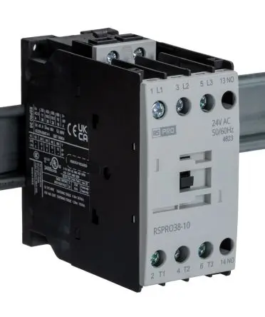 Produktfoto 1 von RS PRO Schütz 24V ac-Spule, 3-polig, 690V / 38 A 24V ac 18.5 kW 1 Schließer Elektromechanisch 1-Hilfskontakte