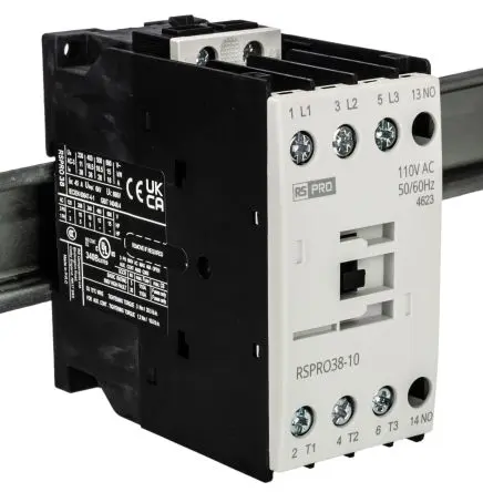 Produktfoto 1 von RS PRO Schütz 110V ac-Spule, 3-polig, 690V / 38 A 24V 18.5 kW 1 Schließer Elektromechanisch 1-Hilfskontakte