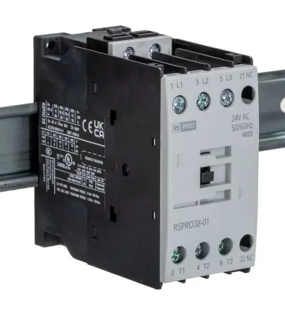 Produktfoto 1 von RS PRO Schütz 24V ac-Spule, 3-polig, 690V / 38 A 24V ac 18.5 kW 1 Öffner Elektromechanisch 1-Hilfskontakte