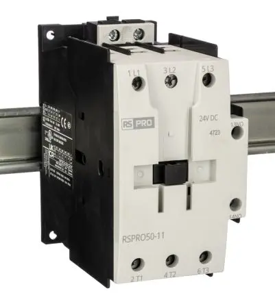 Produktfoto 1 von RS PRO Schütz 24V dc-Spule, 3-polig, 690V / 50 A 24V dc 22 kW 1 Schließer/1 Öffner Elektromechanisch 2-Hilfskontakte
